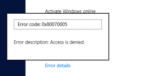 microsoft office activation wizard error code 0x80070005