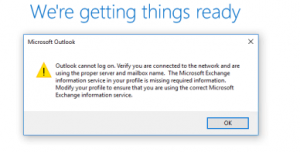 Outlook Cannot Log On. Verify You Are Connected To The Network. - Wincert